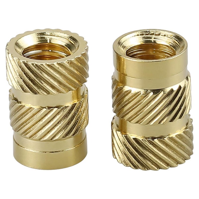 RoyceMart #6-32 Brass Threaded Inserts (60-Pack), Heat Set Knurled Nuts for 3D Printing & Plastics, 5/32" Height, Female Threaded Brass Inserts - Image 1